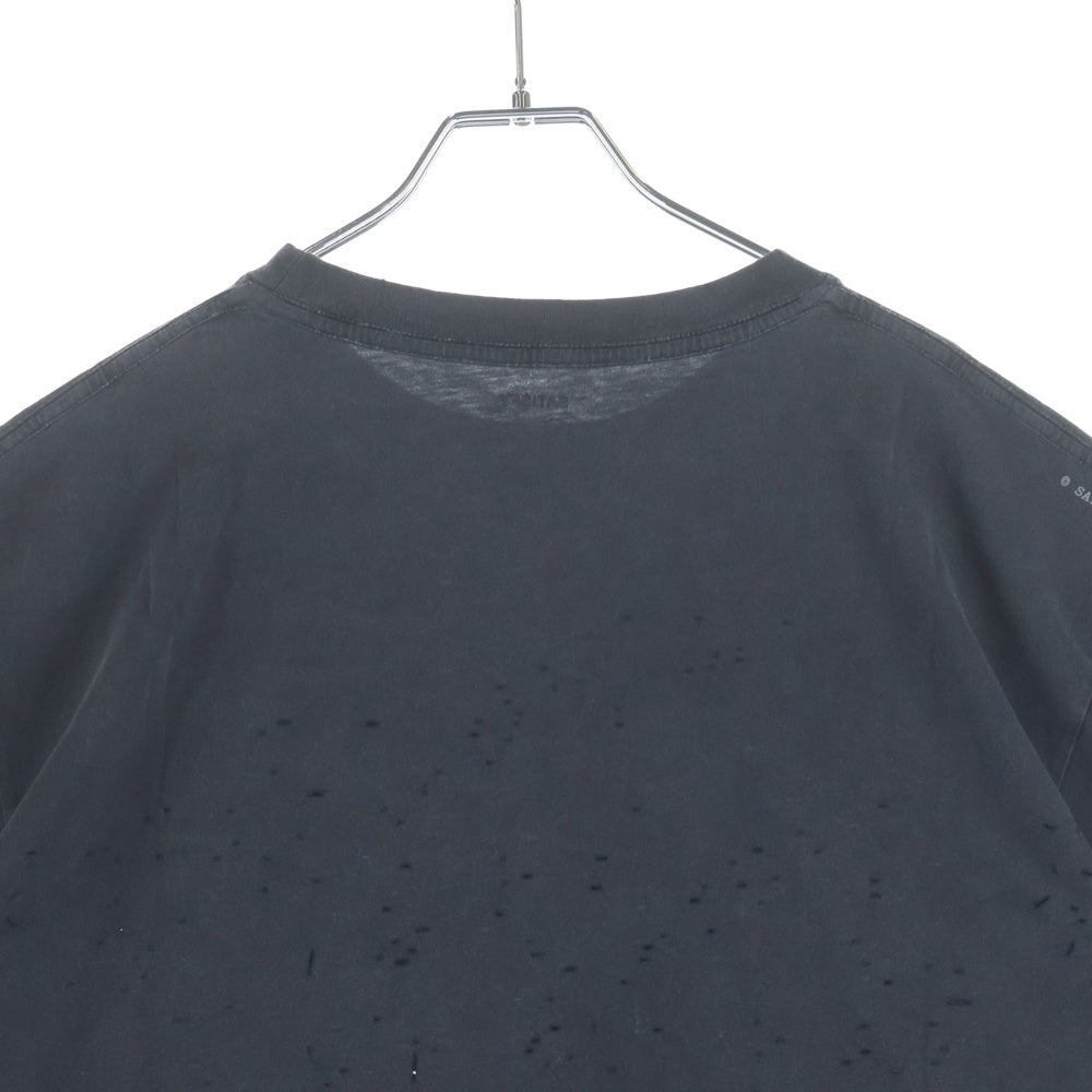 NO BRAND(ノーブランド) SATISFY サティスファイ MothTech T-Shirt モステック フロントグラフィックプリント クルーネック半袖Tシャツ カットソー ブラック 11006-00A15