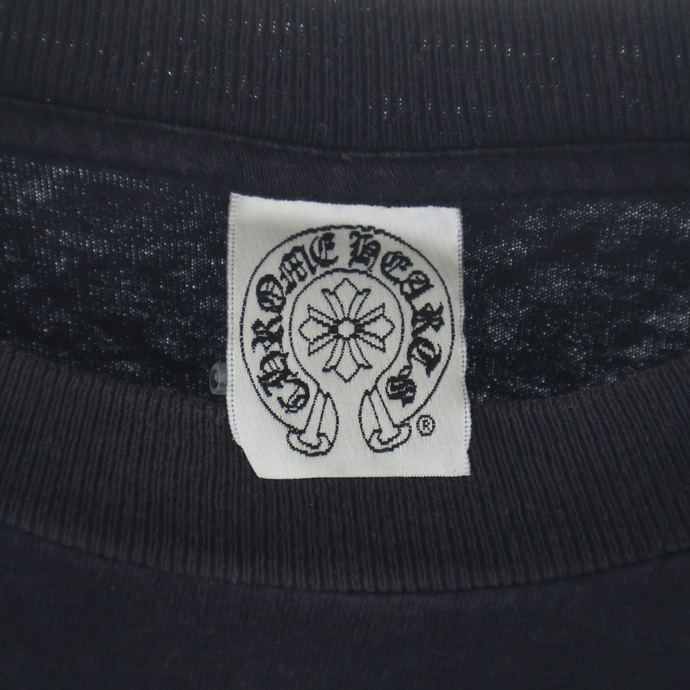 CHROME HEARTS(クロムハーツ) OLD CH T-SHIRT アームCHプラスファイヤーパターン ロゴプリント クルーネック 長袖Tシャツ カットソー ブラック