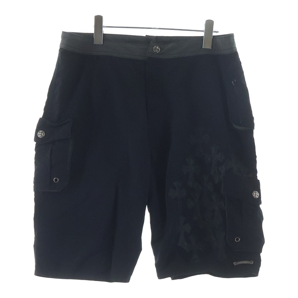 CHROME HEARTS(クロムハーツ) CROSS PATCH CARGO SWIM SHORTS セメタリークロスパッチ カーゴ ナイロン スイムショーツ ブラック