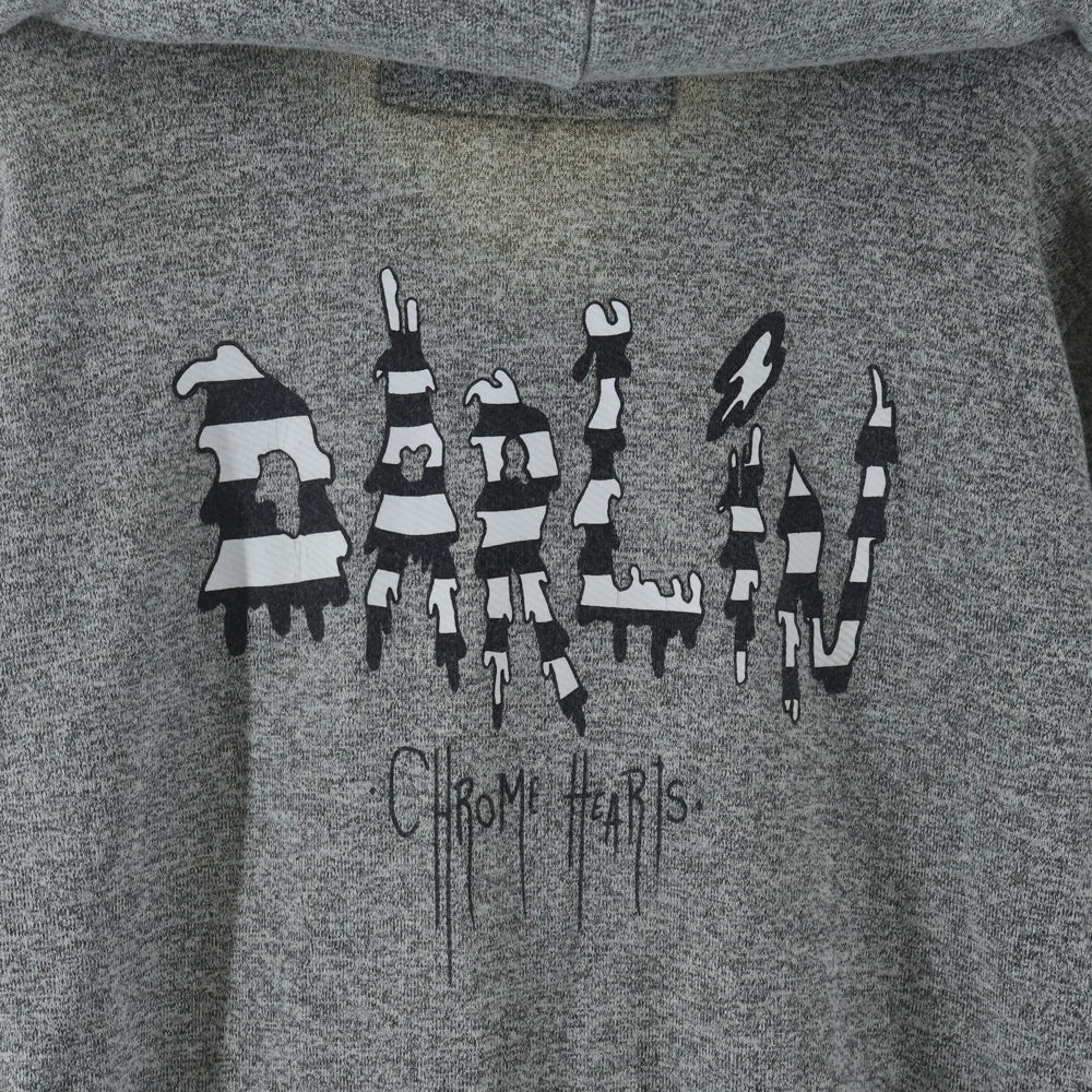 CHROME HEARTS(クロムハーツ) MATTY BOY ZIP-UP HOODIE DARLIN マッティーボーイ バックプリント ダガージップ 切替デザイン レーヨン混 スウェット ジップアップパーカー グレー