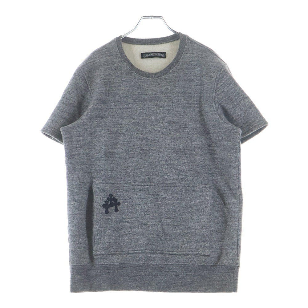 CHROME HEARTS(クロムハーツ) Cross Patch Crewneck Sweatshirt クロスパッチ クルーネック 半袖スウェットトレーナー グレー