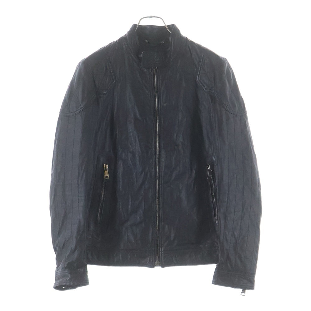 DOLCE & GABBANA(ドルチェアンドガッバーナ) ラムスキン ネックストラップ シングルライダース レザージャケット ブラック G9E57L