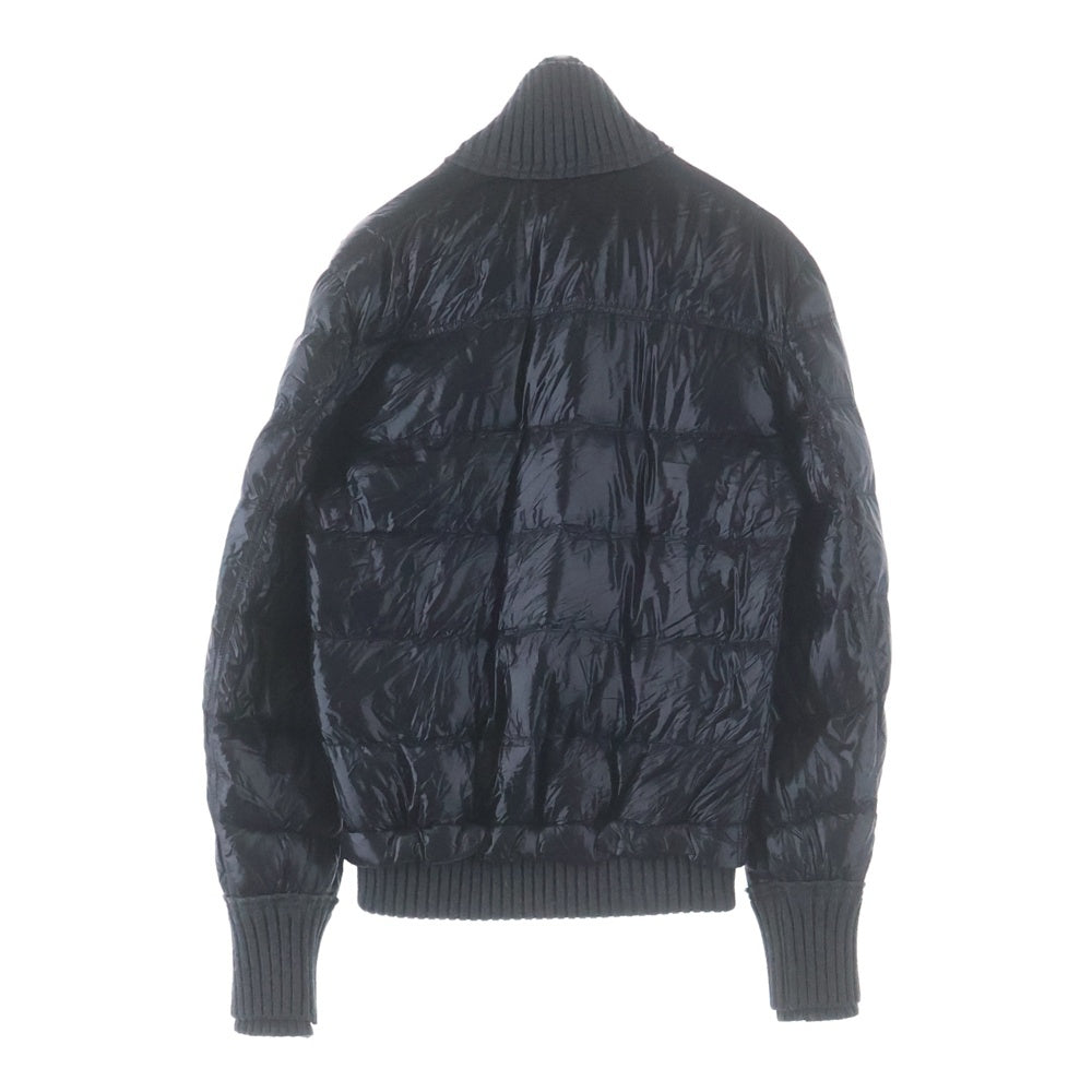 DOLCE & GABBANA(ドルチェアンドガッバーナ) ニット切り替え ナイロン ジップアップ パファージャケット ブラック G9903T