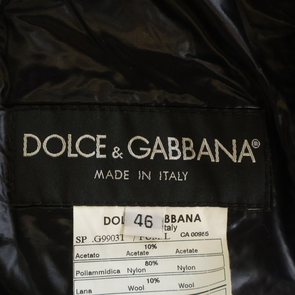 DOLCE & GABBANA(ドルチェアンドガッバーナ) ニット切り替え ナイロン ジップアップ パファージャケット ブラック G9903T