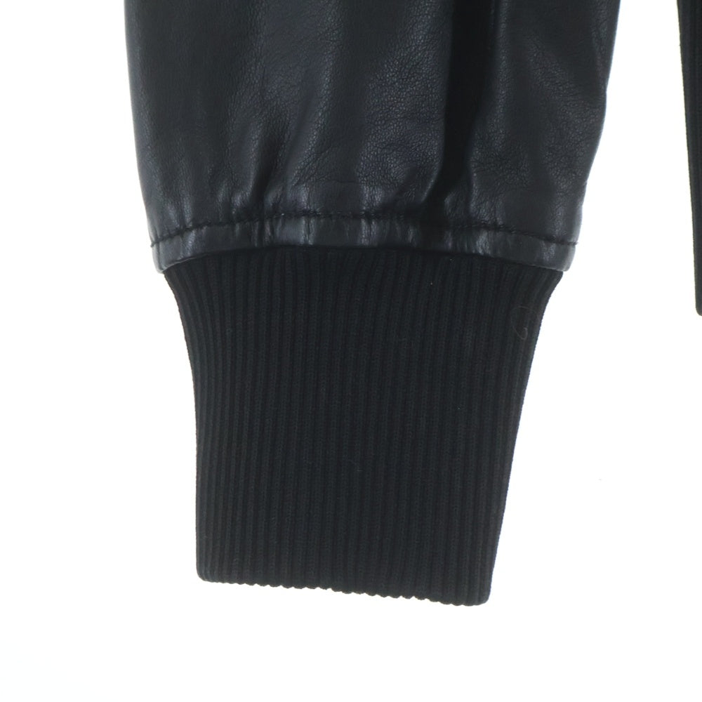 DOLCE & GABBANA(ドルチェアンドガッバーナ) ラムスキン ネックベルトデザイン ジップアップブルゾン シングル レザーボンバージャケット ブラック G9420L