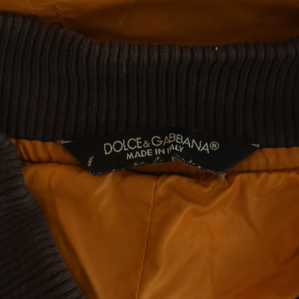 DOLCE & GABBANA(ドルチェアンドガッバーナ) ロゴプレート ナイロン ジップアップ フライトジャケット オレンジ G9P06T