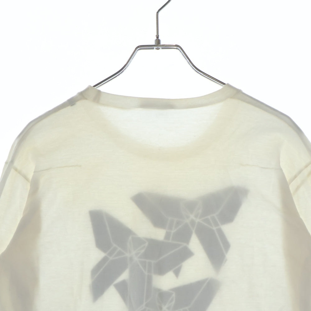 Dior HOMME(ディオールオム) 08AW クリスヴァンアッシュ期 ジオメトリックモチーフ リボンプリント クルーネック 長袖Tシャツ カットソー ホワイト 8H3365320107