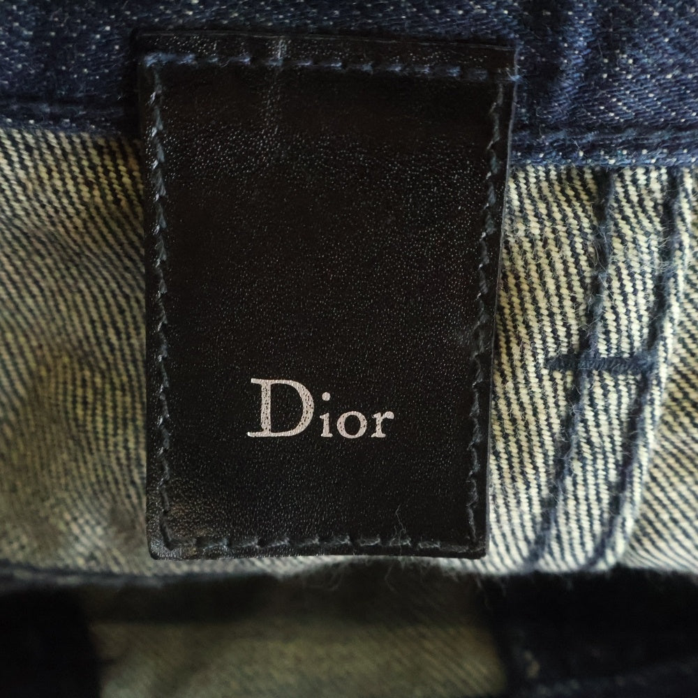 Dior HOMME(ディオールオム) エディ期コーティング 加工 ボタンフライ スキニー デニムパンツ ジーンズ インディゴ/ブラック