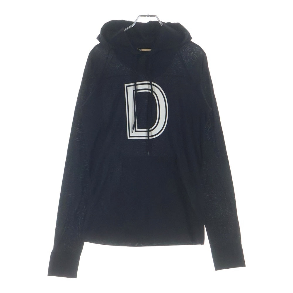 Dior HOMME(ディオールオム) 04SS エディ期 Dロゴプリント ライトウエイト コットン プルオーバーパーカー ブラック 4SH3058205