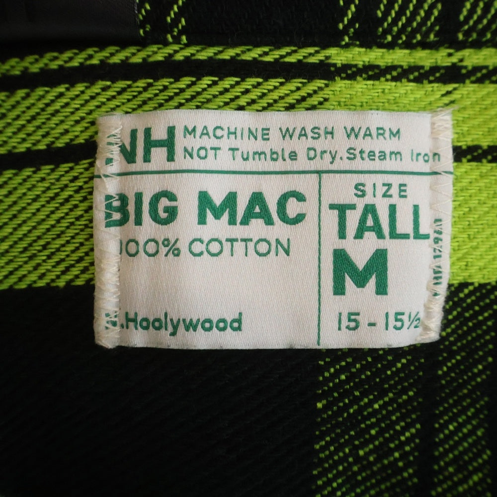 N.HOOLYWOOD(エヌハリウッド) 24SS ×BIG MAC SHIRT ビッグマック チェック柄 コットンフランネル長袖シャツ ブラック/グリーン 2241-SH27-012