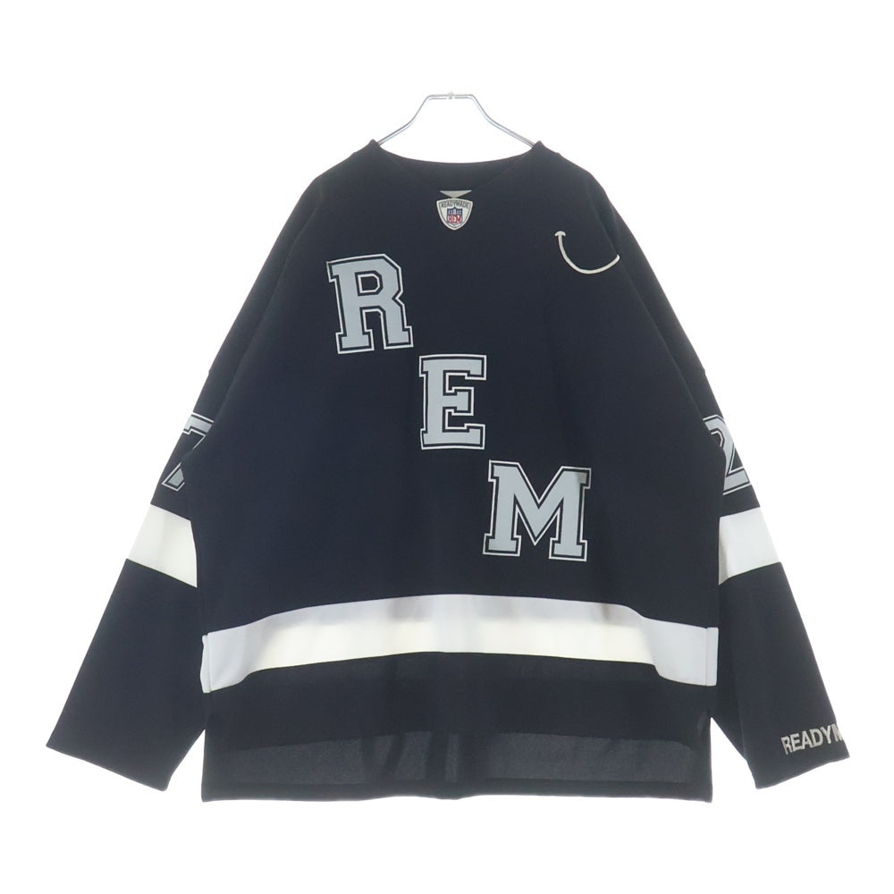 READY MADE(レディメイド) 23SS GAME SHIRT SMILE スマイル ポリエステル Vネック ゲームシャツ カットソー ブラック RE-PO-BK-00-00-249
