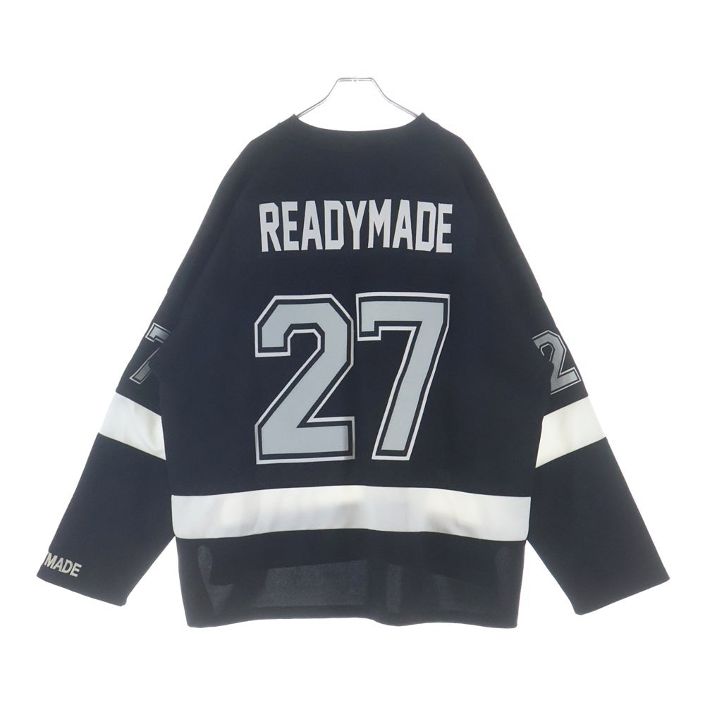 READY MADE(レディメイド) 23SS GAME SHIRT SMILE スマイル ポリエステル Vネック ゲームシャツ カットソー ブラック RE-PO-BK-00-00-249
