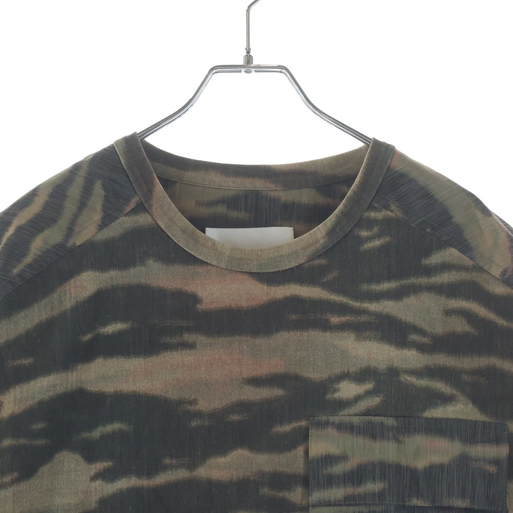 JIL SANDER(ジルサンダー) 25SS T-SHIRT CN SS 総柄 異素材切替 胸ポケット クルーネック 半袖Tシャツ カットソー マルチカラー J22GC0198 J20291