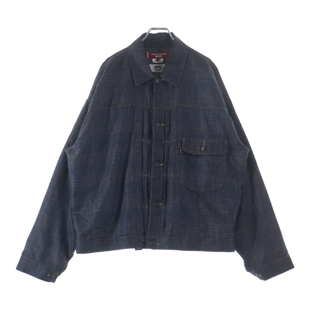 eYe COMME des GARCONS JUNYA WATANABE MAN(アイ コム デ ギャルソン ジュンヤ ワタナベ マン) 26SS ×AD2025 リーバイス ウールシルク チェック トラッカージャケット グレー/ブラウン WQ-J921