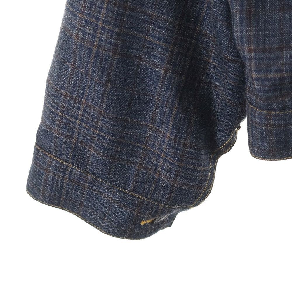 eYe COMME des GARCONS JUNYA WATANABE MAN(アイ コム デ ギャルソン ジュンヤ ワタナベ マン) 26SS ×AD2025 リーバイス ウールシルク チェック トラッカージャケット グレー/ブラウン WQ-J921