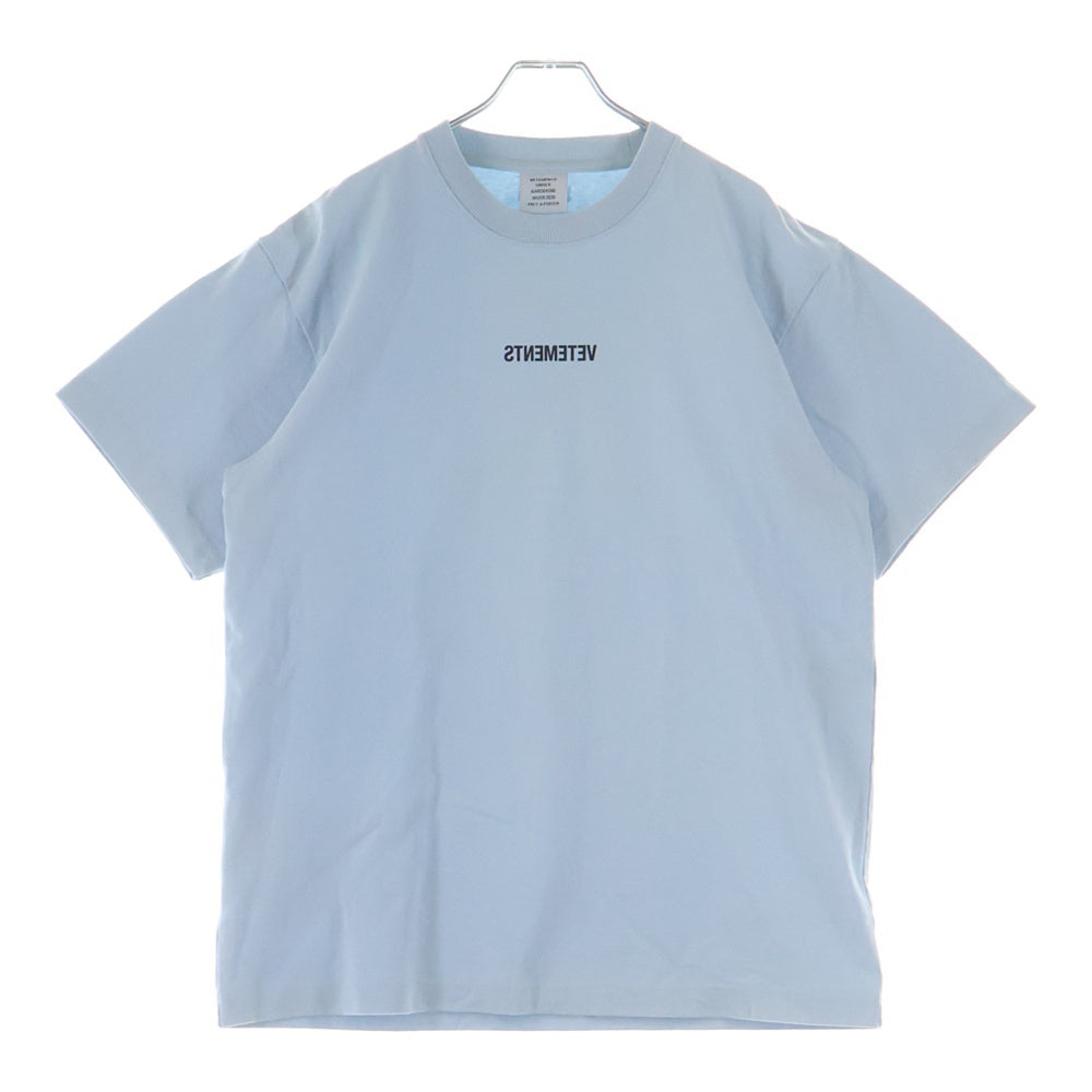 VETEMENTS(ヴェトモン) 19AW INVERTED LOGO T-SHIRT ロゴプリント クルーネック 半袖Tシャツ カットソー ブルー UAH20TR613