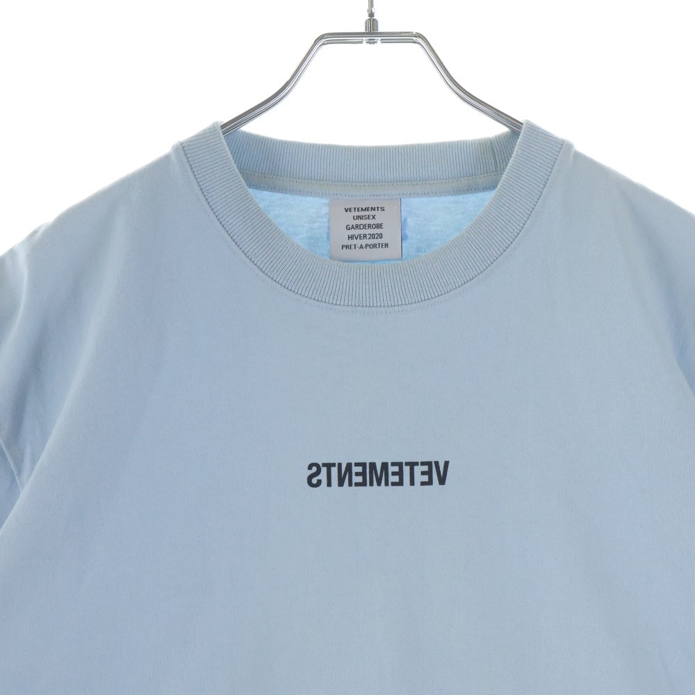 VETEMENTS(ヴェトモン) 19AW INVERTED LOGO T-SHIRT ロゴプリント クルーネック 半袖Tシャツ カットソー ブルー UAH20TR613