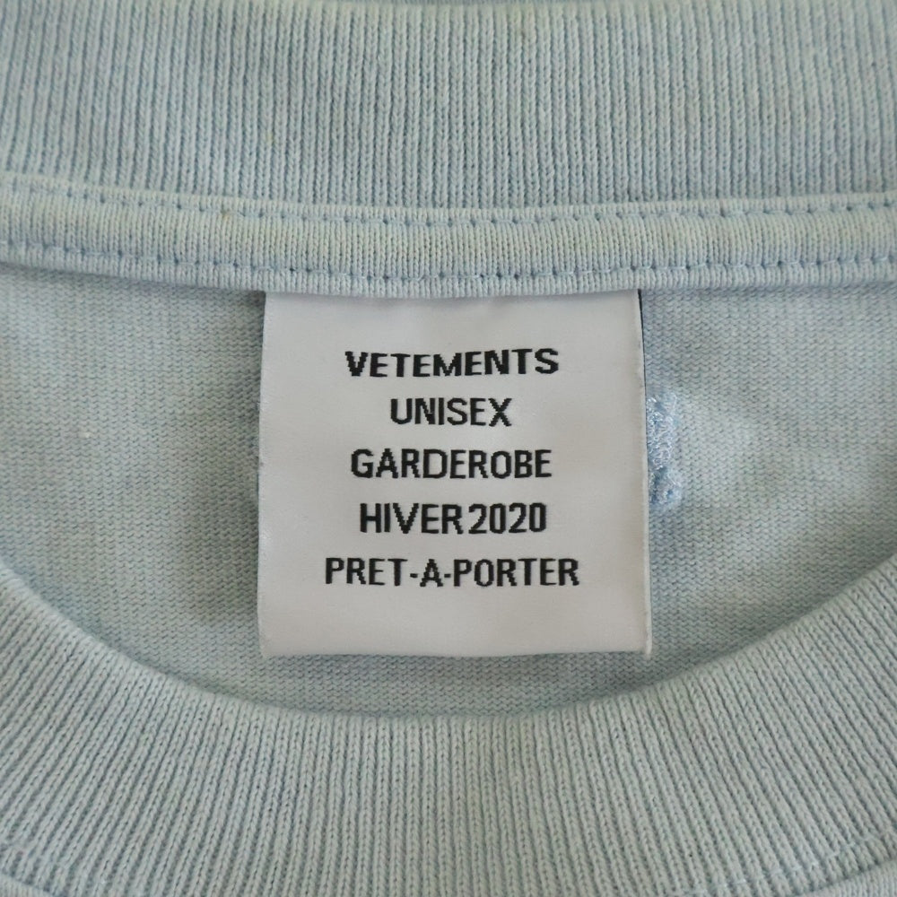 VETEMENTS(ヴェトモン) 19AW INVERTED LOGO T-SHIRT ロゴプリント クルーネック 半袖Tシャツ カットソー ブルー UAH20TR613
