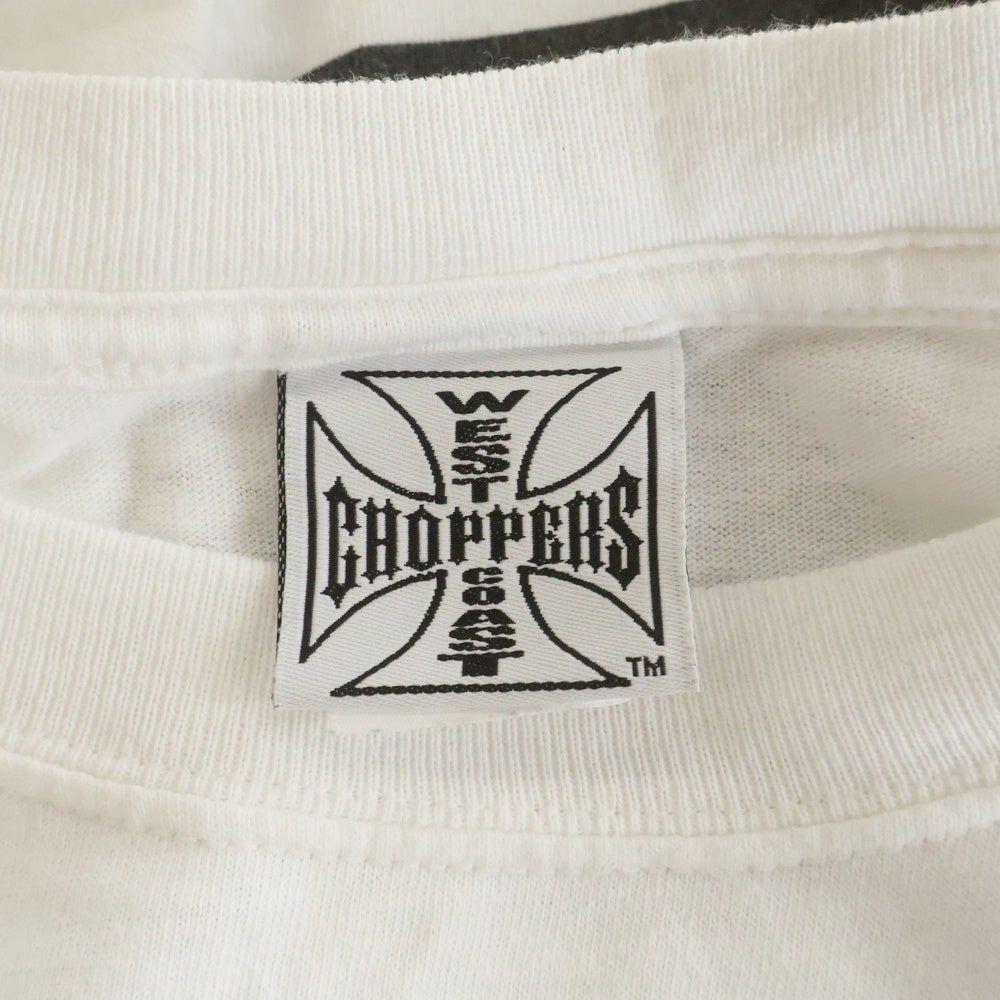 VINTAGE(ヴィンテージ) 00s WEST COAST CHOPPERS IRON CROSS ウェストコーストチョッパーズ アイロンクロス 両面プリント クルーネック半袖Tシャツカットソー ホワイト
