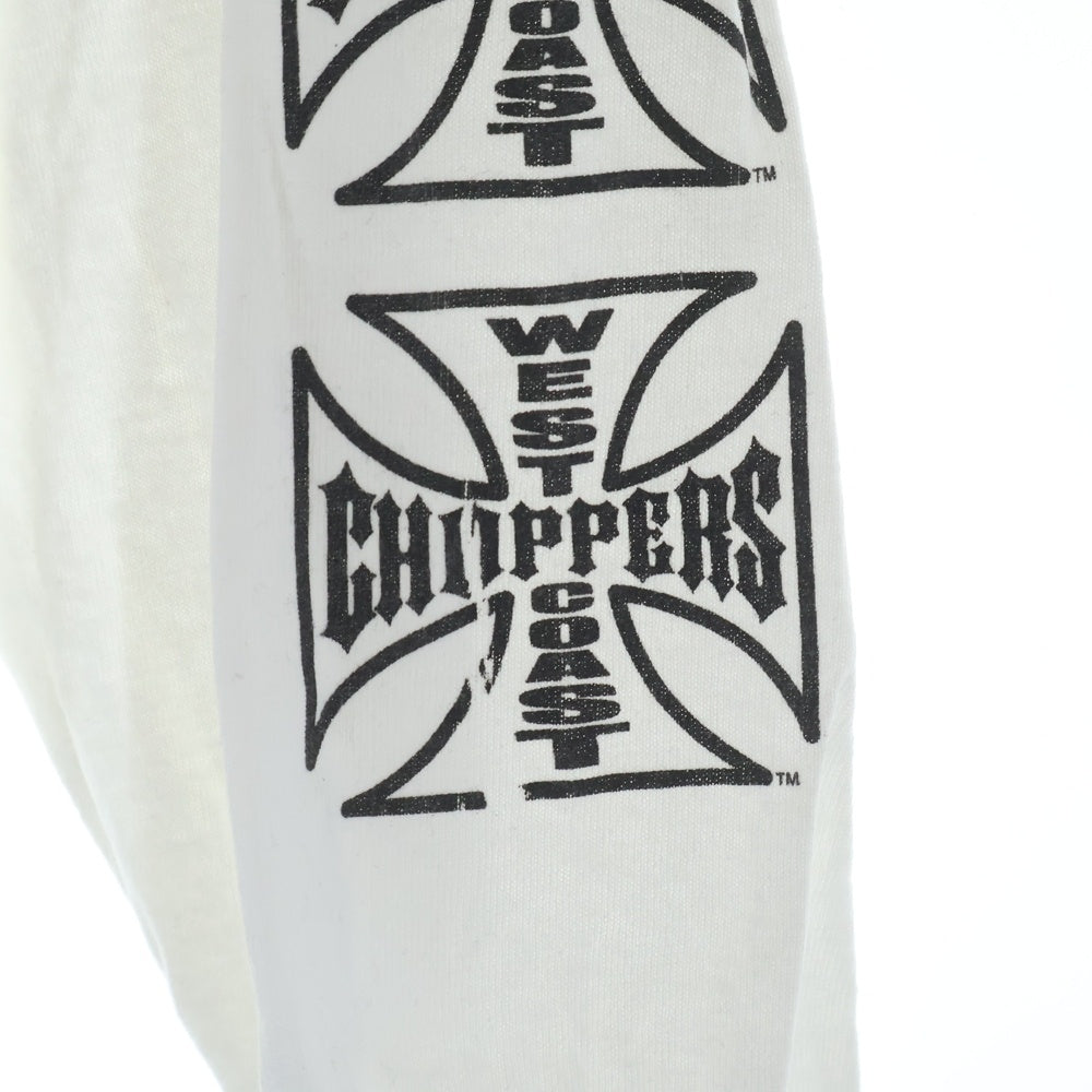 VINTAGE(ヴィンテージ) 00s WEST COAST CHOPPERS IRON CROSS ウェストコーストチョッパーズ アイロンクロス 両面プリント クルーネック長袖Tシャツカットソー ホワイト