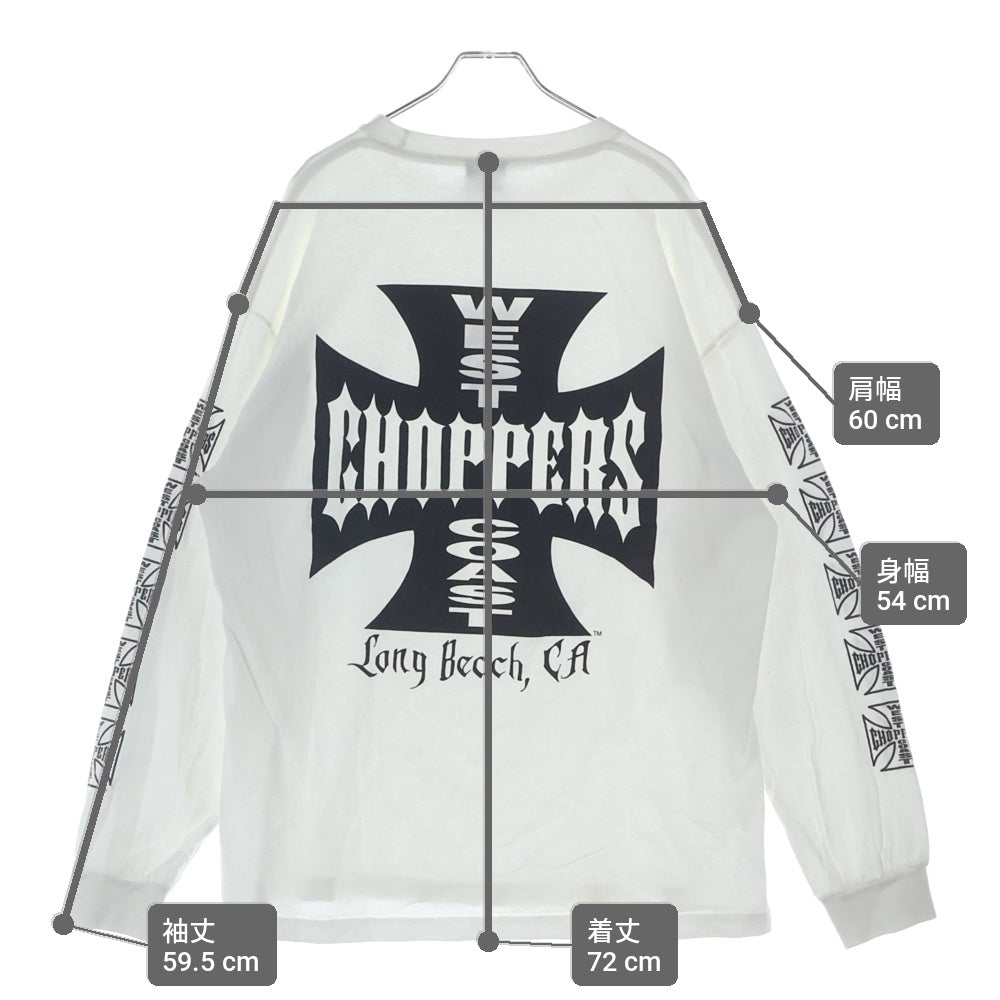 VINTAGE(ヴィンテージ) 00s WEST COAST CHOPPERS IRON CROSS ウェストコーストチョッパーズ アイロンクロス 両面プリント クルーネック長袖Tシャツカットソー ホワイト