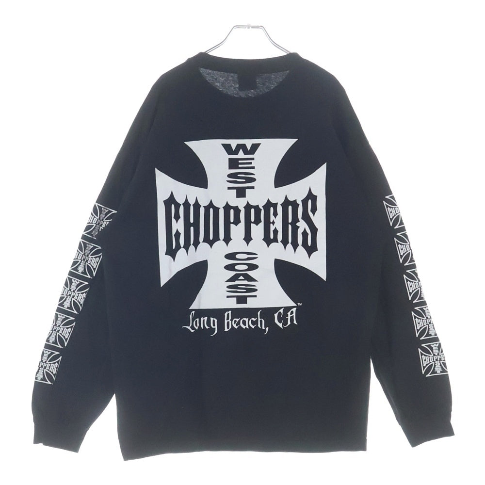VINTAGE(ヴィンテージ) 00s WEST COAST CHOPPERS IRON CROSS ウェストコーストチョッパーズ アイロンクロス 両面プリント クルーネック長袖Tシャツカットソー ブラック