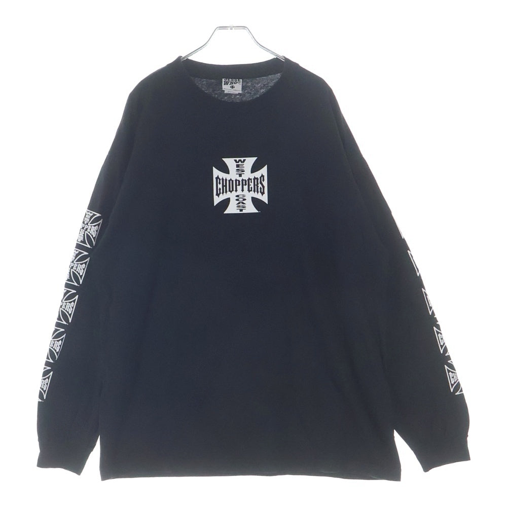 VINTAGE(ヴィンテージ) 00s WEST COAST CHOPPERS IRON CROSS ウェストコーストチョッパーズ アイロンクロス 両面プリント クルーネック長袖Tシャツカットソー ブラック