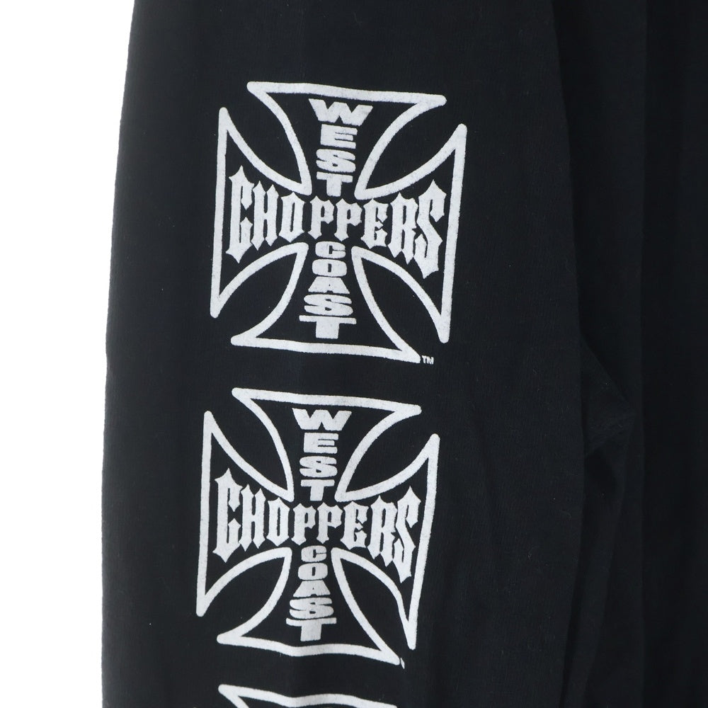 VINTAGE(ヴィンテージ) 00s WEST COAST CHOPPERS IRON CROSS ウェストコーストチョッパーズ アイロンクロス 両面プリント クルーネック長袖Tシャツカットソー ブラック