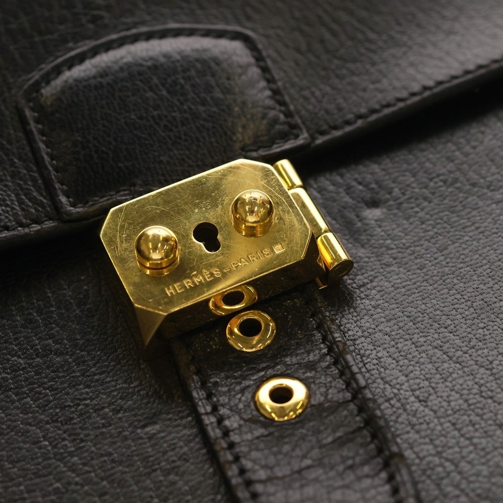 HERMES(エルメス) SAC A DEPECHES サックアデペッシュ38 レザー ハンドバッグ ビジネスバッグ ブラック ゴールド金具