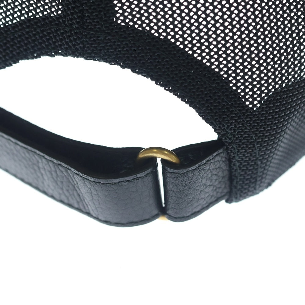 GUCCI(グッチ) フロントプリントロゴデザイン 5パネル レザー ベースボールキャップ 帽子 ブラック 26887-202291