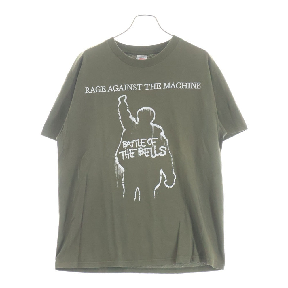 VINTAGE(ヴィンテージ) 00S VINTAGE RAGE AGAINST THE MACHINE BATTLE OF THE BELLS 2007 T-SHIRT 両面グラフィックプリント クルーネック Tシャツ 半袖カットソー カーキ