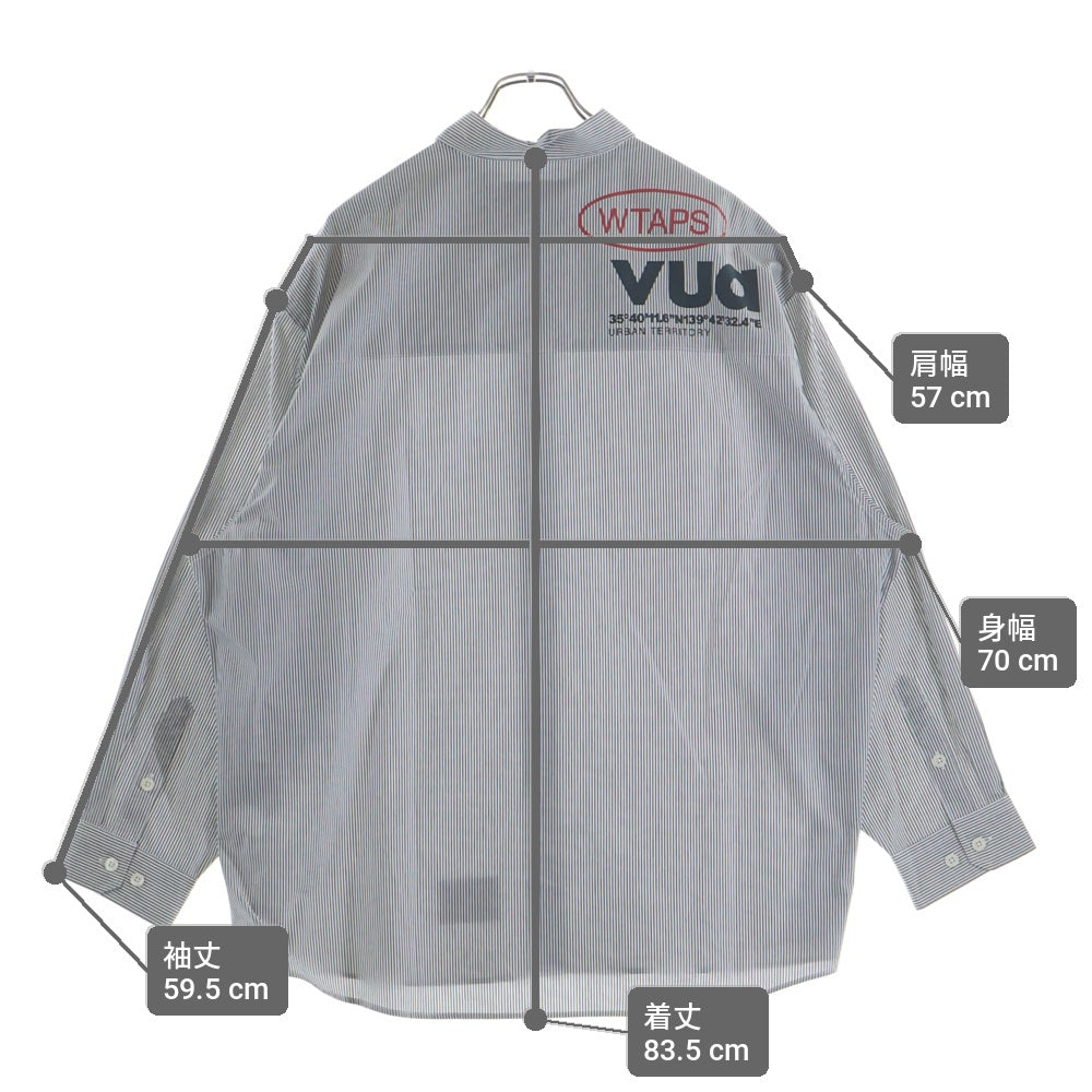 WTAPS(ダブルタップス) 23AW BROADCLOTH.TEXTILE.PROTECT ブロードクロス テキスタイル プロテクト ボタンダウン ストライプ長袖シャツ グレー 232GWDT-SHM03
