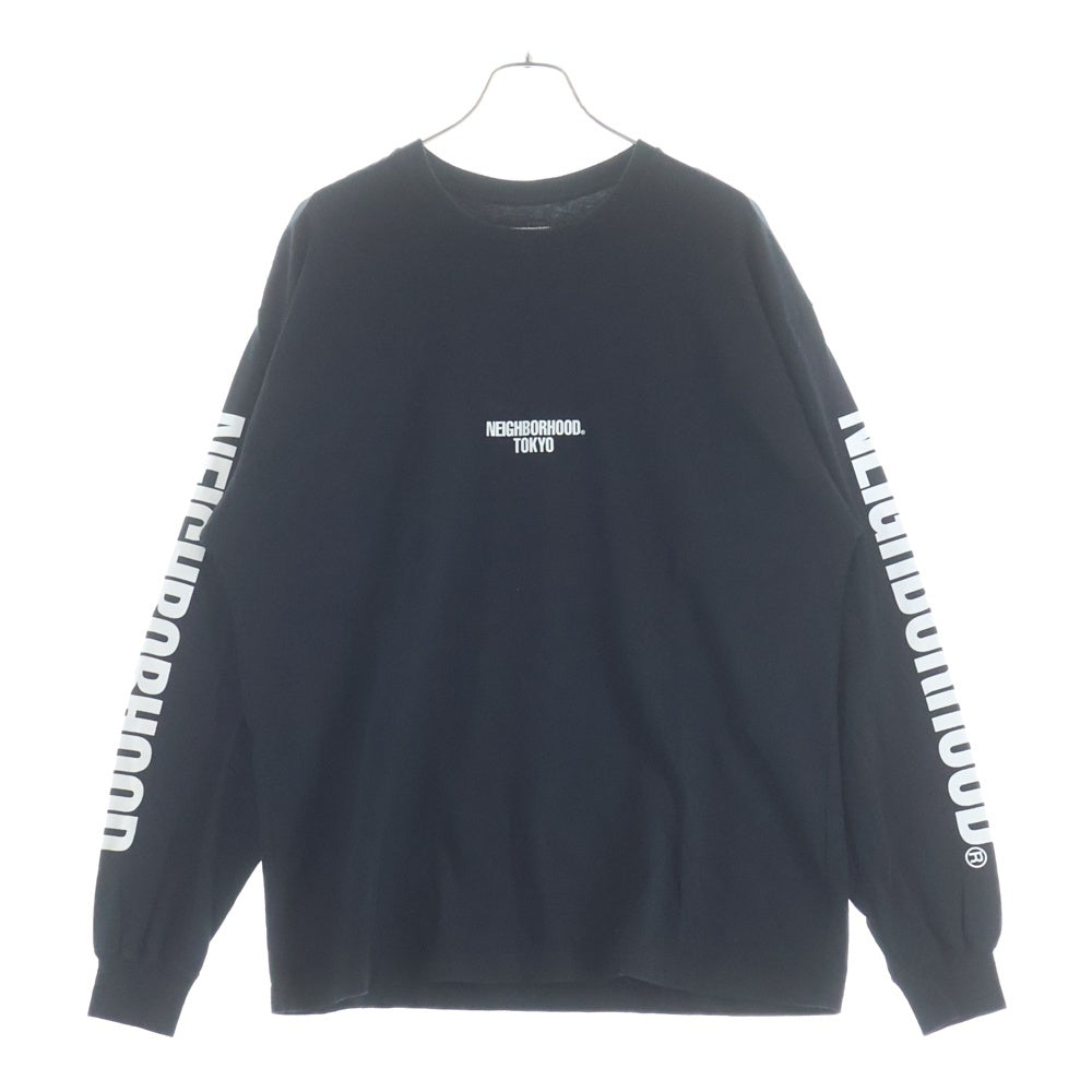 NEIGHBORHOOD(ネイバーフッド) 22AW NH TEE-10 LS.CO アームロゴプリント クルーネック長袖Tシャツ カットソー ブラック 222PCNH-LT10