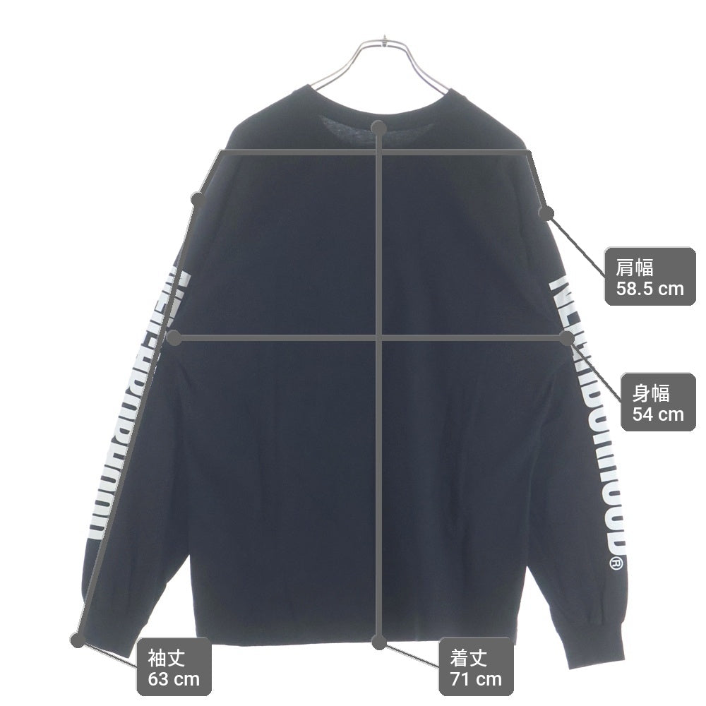 NEIGHBORHOOD(ネイバーフッド) 22AW NH TEE-10 LS.CO アームロゴプリント クルーネック長袖Tシャツ カットソー ブラック 222PCNH-LT10