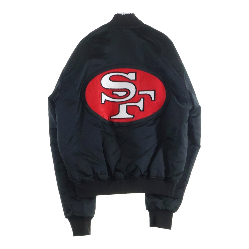 NO BRAND(ノーブランド) NFL by STARTER SAN FRANCISCO 49ERS ロゴワッペン サンフランシスコ ナイロン スタジアム ジャケット ブラック