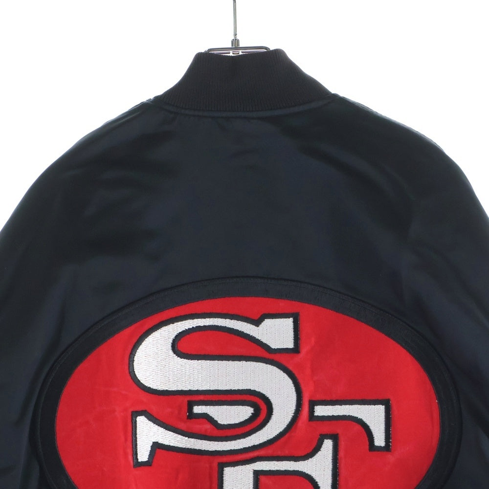 NO BRAND(ノーブランド) NFL by STARTER SAN FRANCISCO 49ERS ロゴワッペン サンフランシスコ ナイロン スタジアム ジャケット ブラック