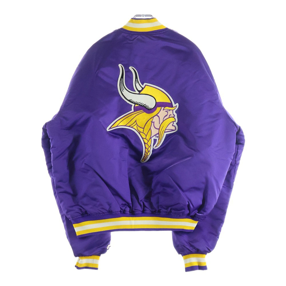 NO BRAND(ノーブランド) NFL by STARTER PROLINE MINNESOTA VIKINGS スターター プロライン ミネソタ バイキングス エンブロイダリーデザイン ナイロン スタジアム ジャケット パープル