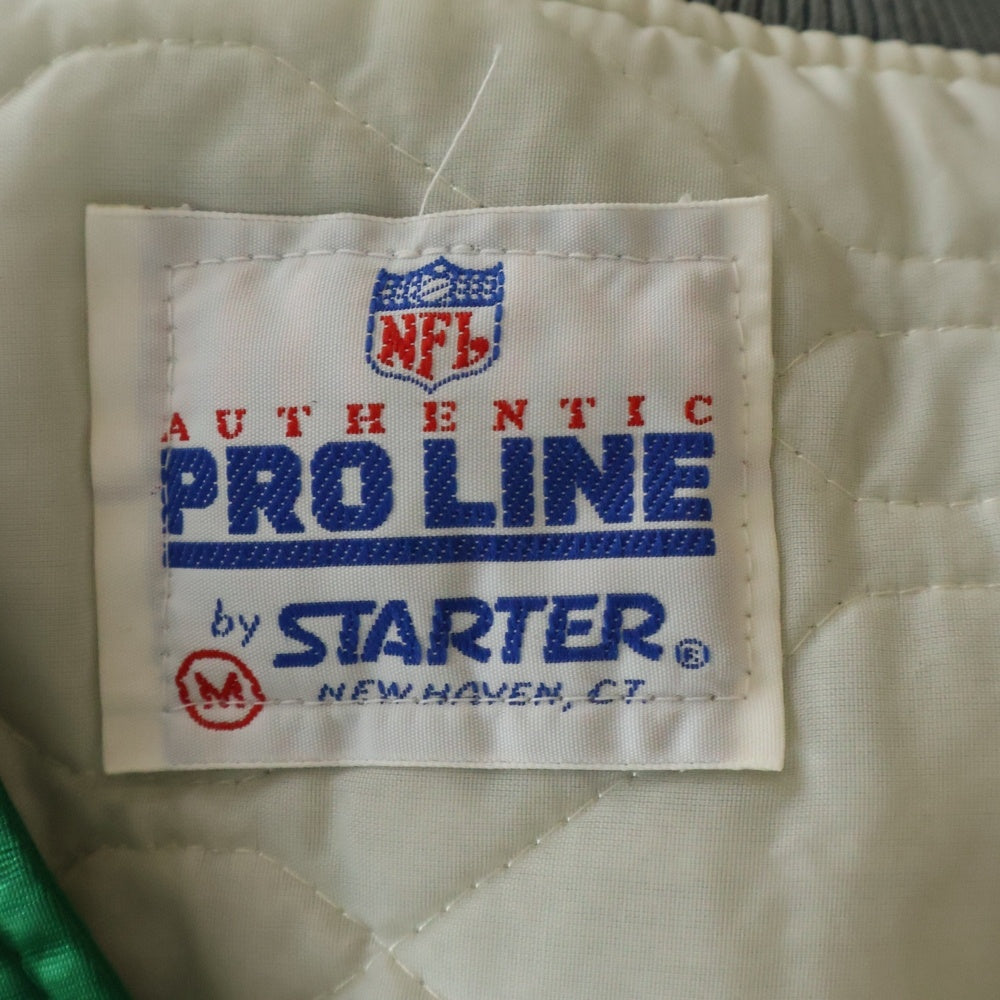 NO BRAND(ノーブランド) NFL by STARTER EAGLES USA製 ロゴワッペン イーグルエンブロイダリー ナイロン スタジアム ジャケット グリーン