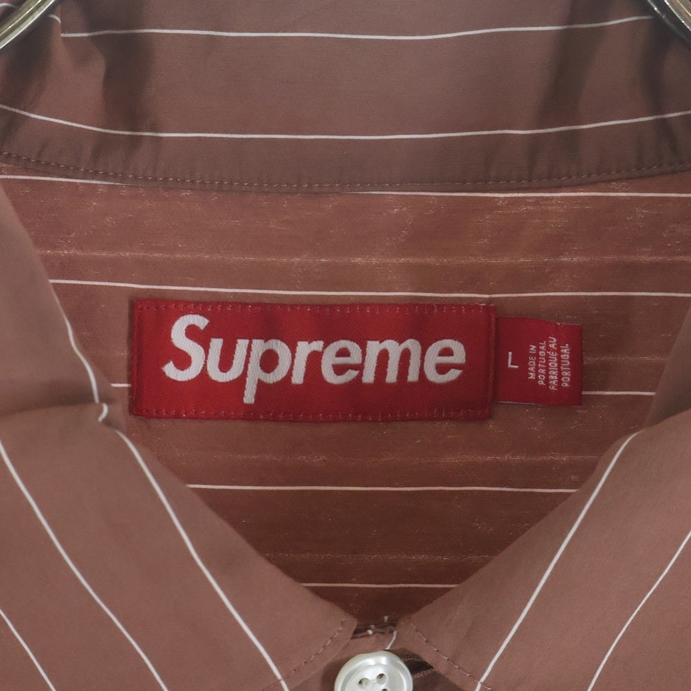 SUPREME(シュプリーム) 25SS Stripe S/S Pajama Shirt ロゴエンブロイダリー ストライプ マルチポケットデザイン 半袖パジャマシャツ ブラウン