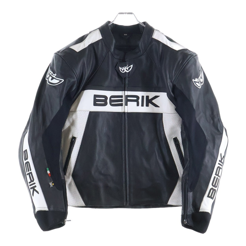 NO BRAND(ノーブランド) BERIK べリック マルチポケット ジップインライナー レーシングレザージャケット ブラック/ホワイト LJ-231101-BK
