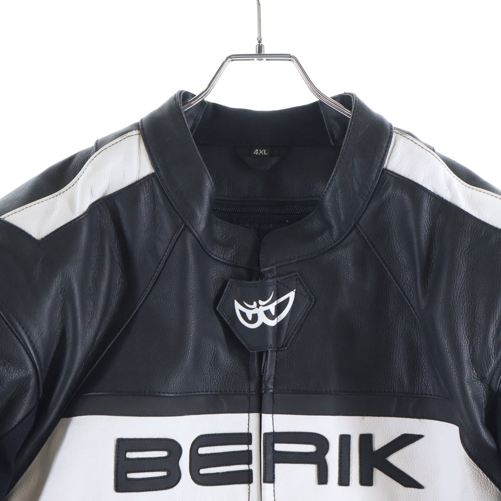 NO BRAND(ノーブランド) BERIK べリック マルチポケット ジップインライナー レーシングレザージャケット ブラック/ホワイト LJ-231101-BK