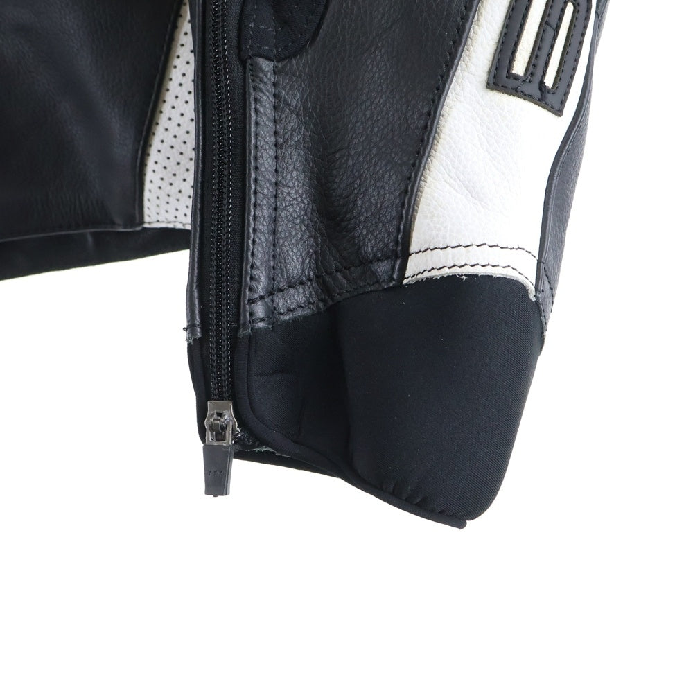 NO BRAND(ノーブランド) BERIK べリック マルチポケット ジップインライナー レーシングレザージャケット ブラック/ホワイト LJ-231101-BK