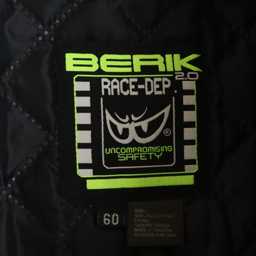 NO BRAND(ノーブランド) BERIK べリック マルチポケット ジップインライナー レーシングレザージャケット ブラック/ホワイト LJ-231101-BK