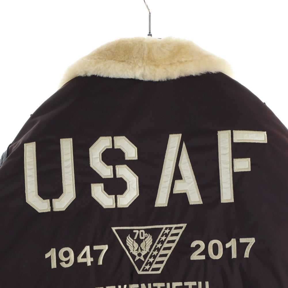 AVIREX(アヴィレックス) U.S.A.F ロゴエンブロイダリー ボアカラー フライトジャケット ブラウン 6172150