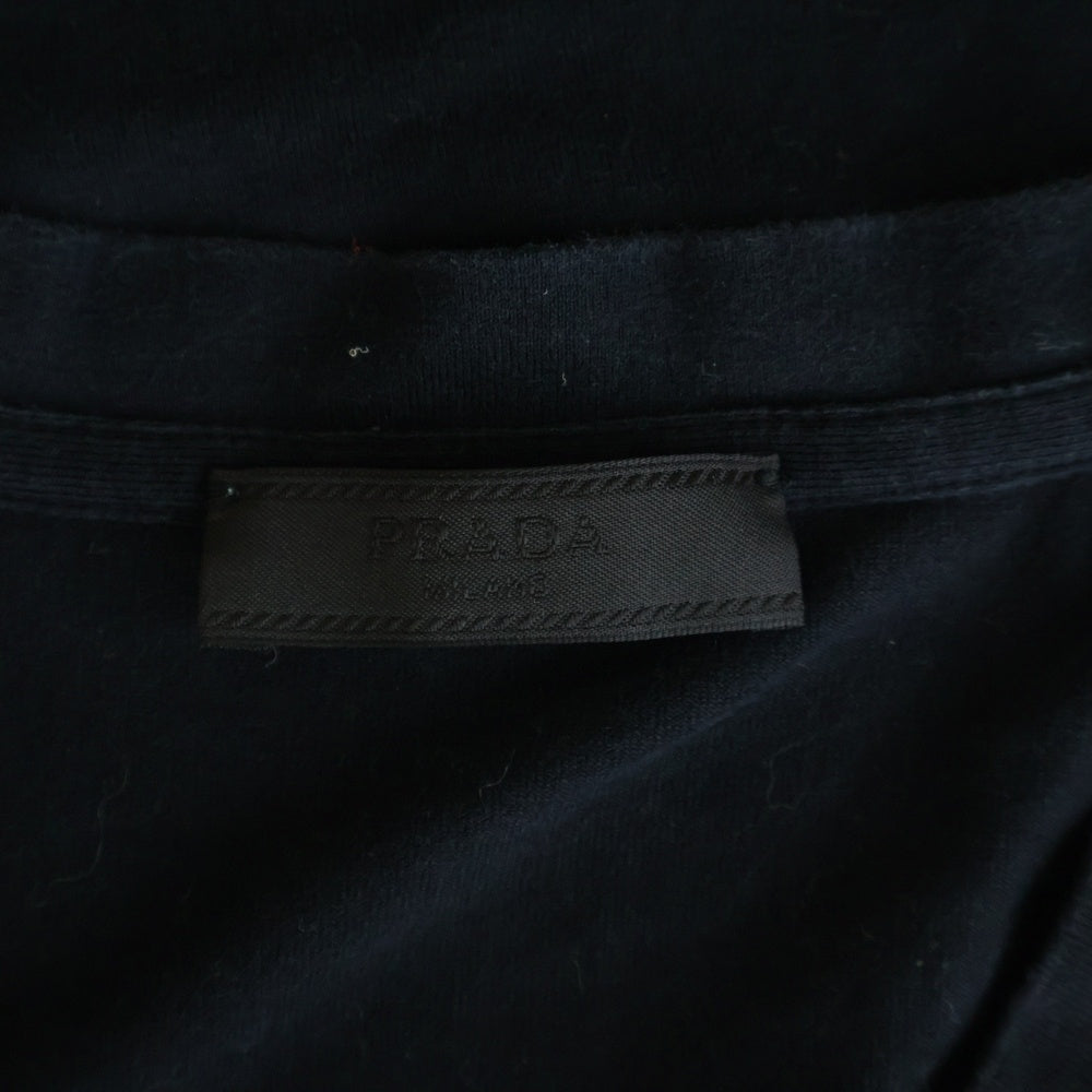 PRADA(プラダ) ラバーロゴデザイン Vネック 半袖Tシャツ カットソー ネイビー SJN251 R192 710
