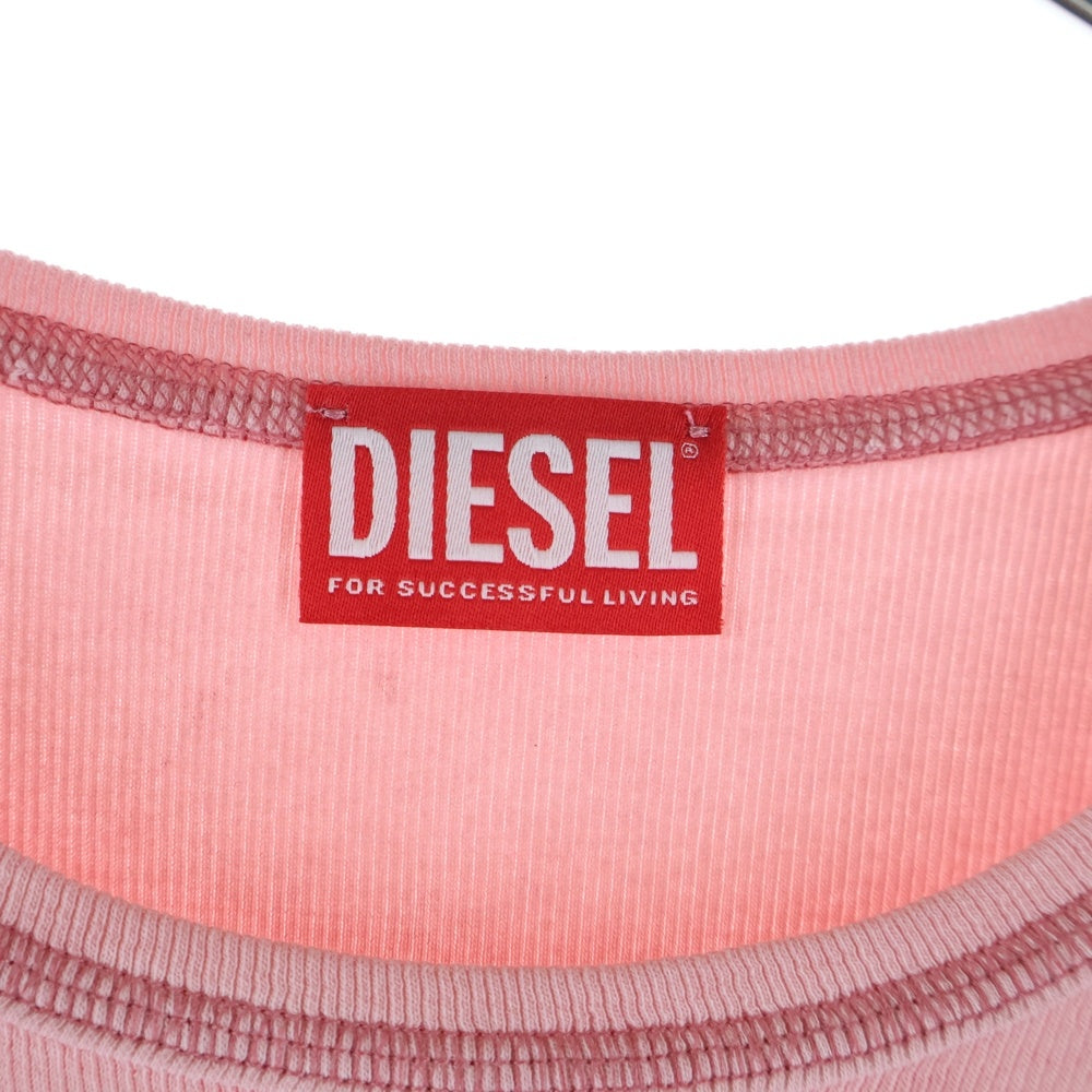 DIESEL(ディーゼル) 24SS T-ELE TEE Dロゴ ハートプリントTシャツ 半袖クルーネックカットソー レディース ピンク A12836