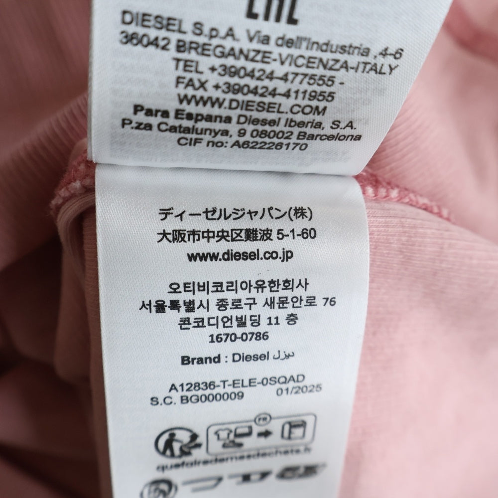 DIESEL(ディーゼル) 24SS T-ELE TEE Dロゴ ハートプリントTシャツ 半袖クルーネックカットソー レディース ピンク A12836