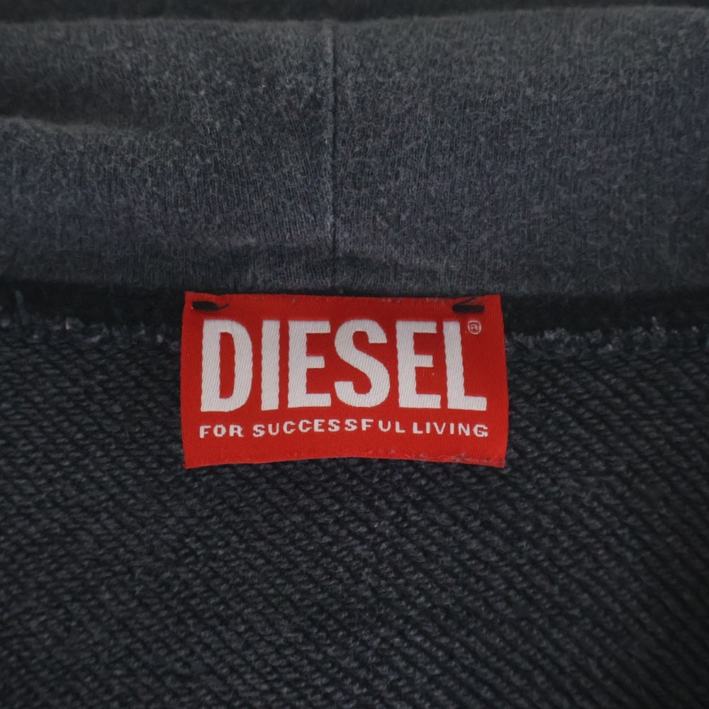 DIESEL(ディーゼル) 24AW S-BOXT-HOOD-RAW ウォッシュド加工スウェットプルオーバーパーカー フーディー グレー A14861
