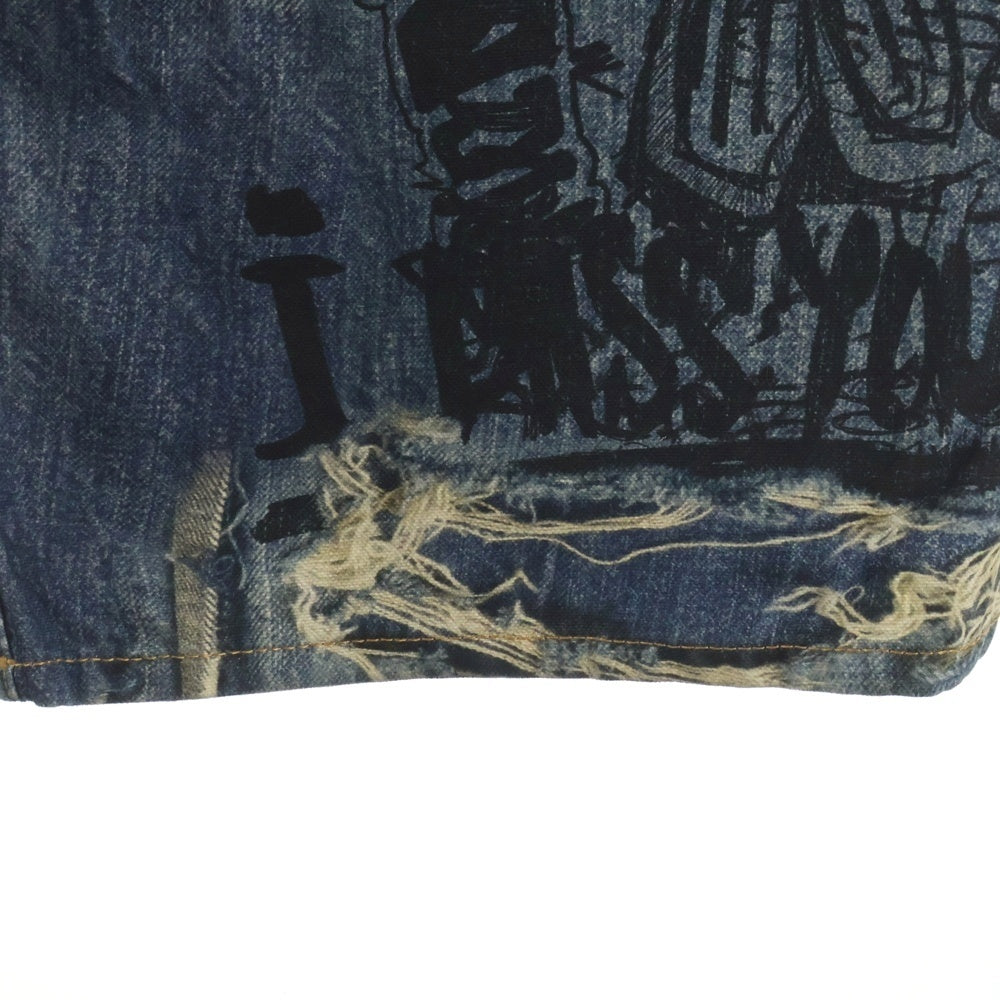 Acne Studios(アクネ ストゥディオズ) SUPER BAGGY FIT JEANS 総柄転写プリント スーパーバギーフィット ボタンフライ デニムパンツ ジーンズ インディゴ FN-MN-TROU001097