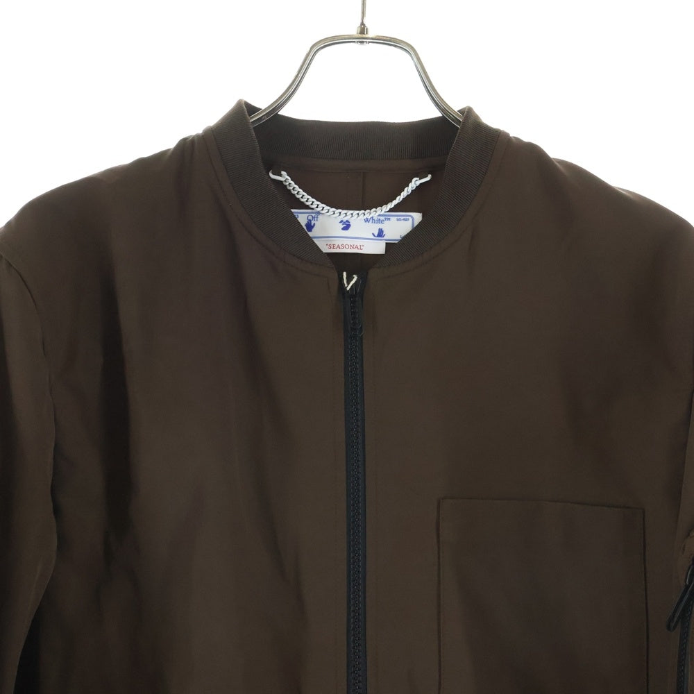 OFF-WHITE(オフホワイト) 22AW SUMMER BOMBER SLATE サマー ボンバー アームポケット ジップアップ ナイロン ジャケット ブラウン OMEH042S22FAB0016400